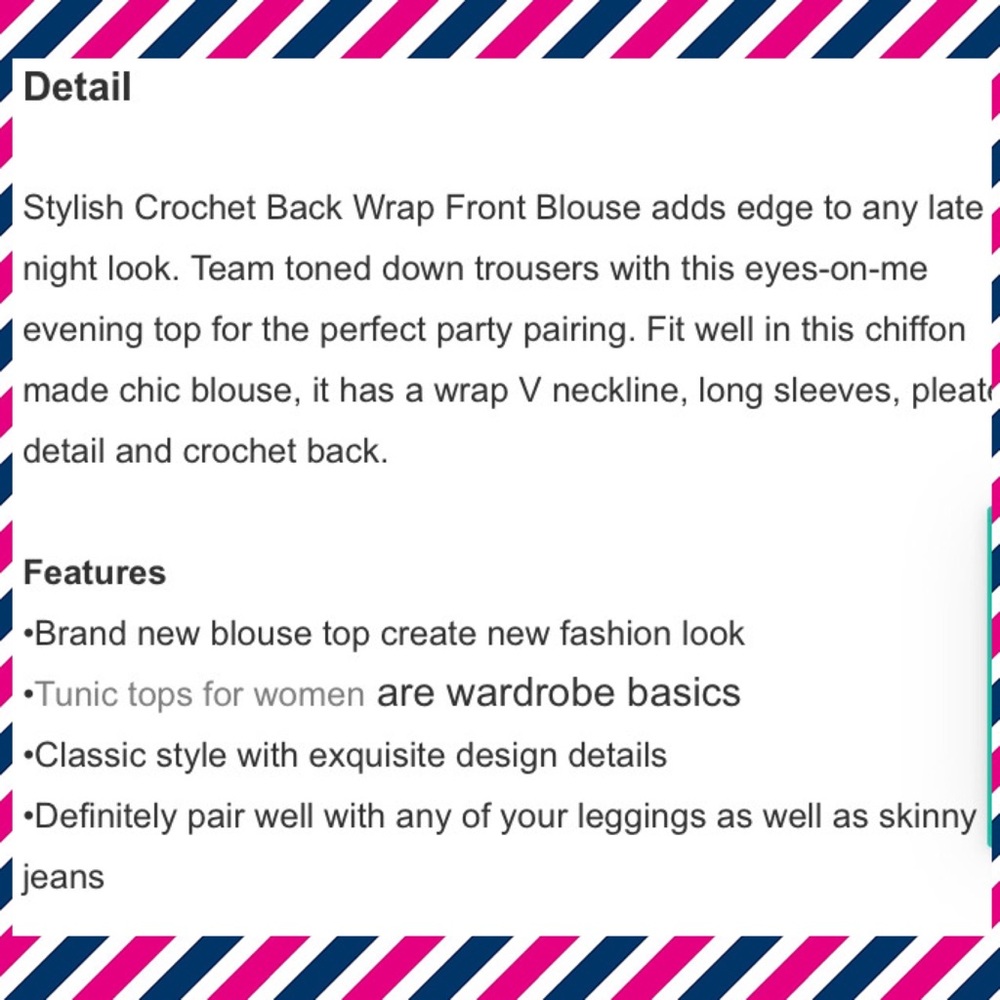 💖ONE LEFT💖 Pink Crochet Back Front-Wrap Tunic! - Picture 5 of 7